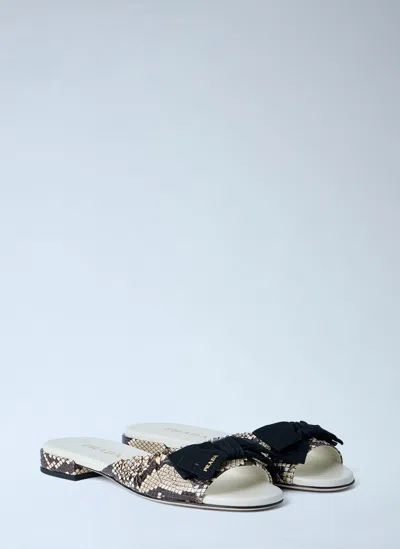 Prada Textured Slide Sandals In Multi