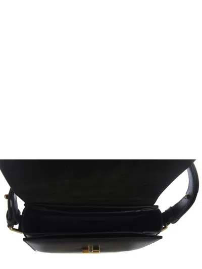 A.p.c. Compact Black Calf Leather Shoulder Bag With Adjustable Strap