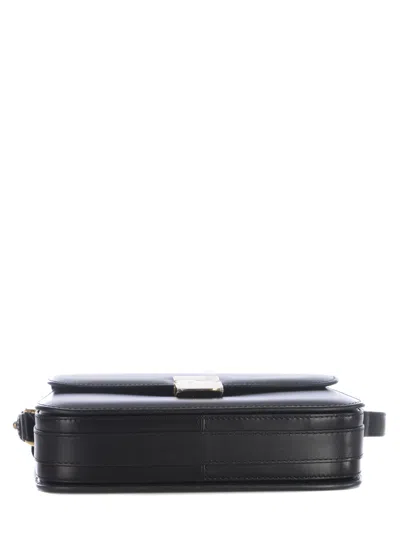 A.p.c. Compact Black Calf Leather Shoulder Bag With Adjustable Strap