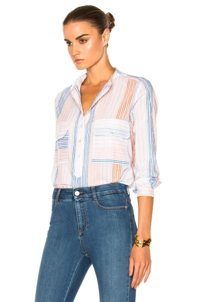 Shop Stella Mccartney Striped Blouse In White, Stripes. In Orange Multi