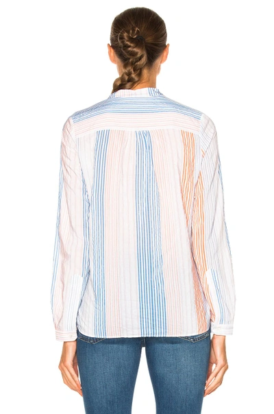 Shop Stella Mccartney Striped Blouse In White, Stripes. In Orange Multi