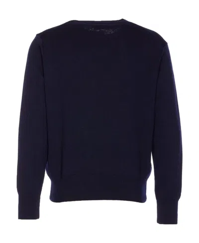 Ami Alexandre Mattiussi Ami Paris Men Blue Crewneck Sweater With Adc Embroidery On The Front In Wool Blend Man