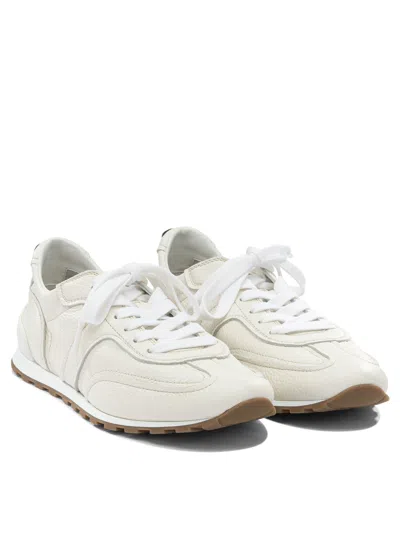 Brunello Cucinelli Grained Soft Leather Runners With Shiny Loops Shoes In White