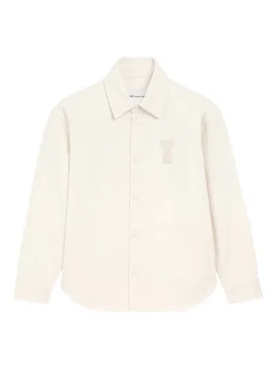 Ami Alexandre Mattiussi Men & Apos;s Crochet Ami De Coeur White Denim Overshirt
