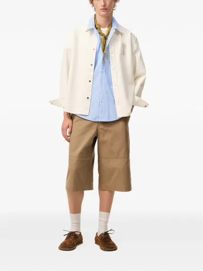 Ami Alexandre Mattiussi Men & Apos;s Crochet Ami De Coeur White Denim Overshirt