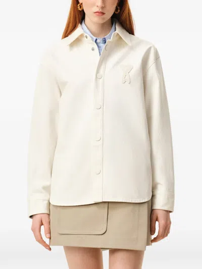 Ami Alexandre Mattiussi Men & Apos;s Crochet Ami De Coeur White Denim Overshirt
