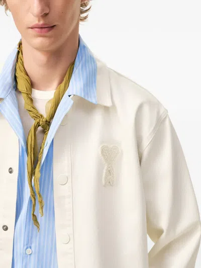 Ami Alexandre Mattiussi Men & Apos;s Crochet Ami De Coeur White Denim Overshirt