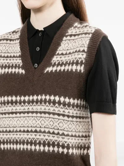 A.p.c. Brown Wool Sweater Vest In Brown