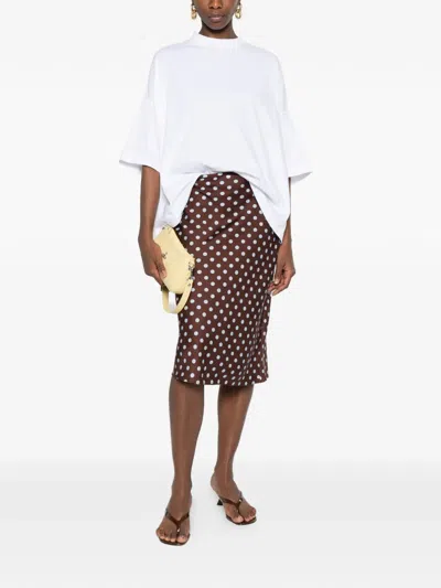 Plan C Curved-hem T-shirt In White