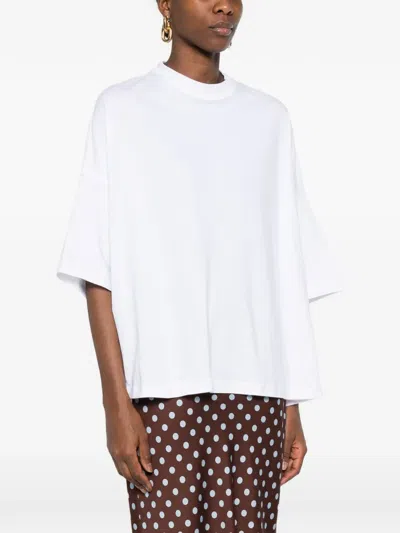Plan C Curved-hem T-shirt In White