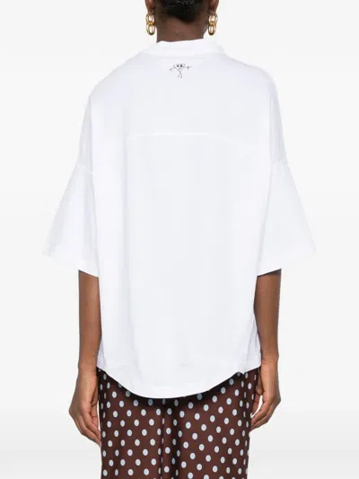 Plan C Curved-hem T-shirt In White