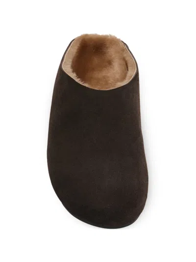 The Row Hudson Shearling-lined Suede Mules In Brown