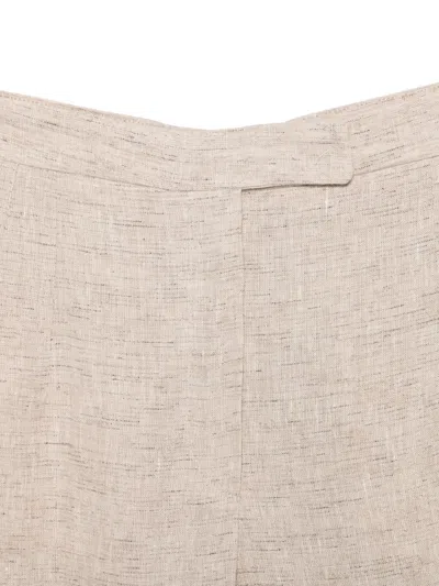 Emporio Armani Linen Trousers High Waist Wide Leg Textured In Neutral