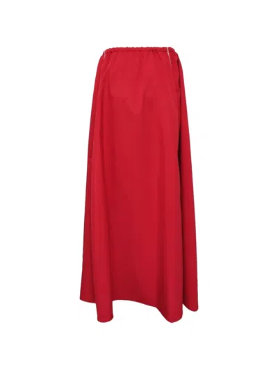 Msgm Gathered Midi Skirt In Red
