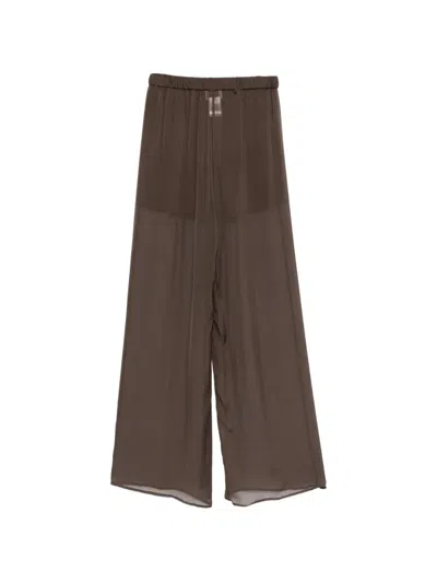 Alysi Drawstring Palazzo Pants In Brown