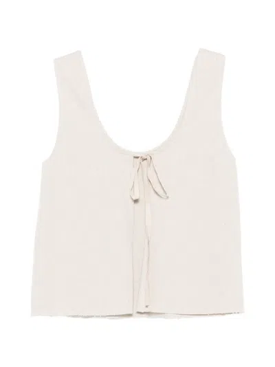 Alysi Tie Front Tank Top In White