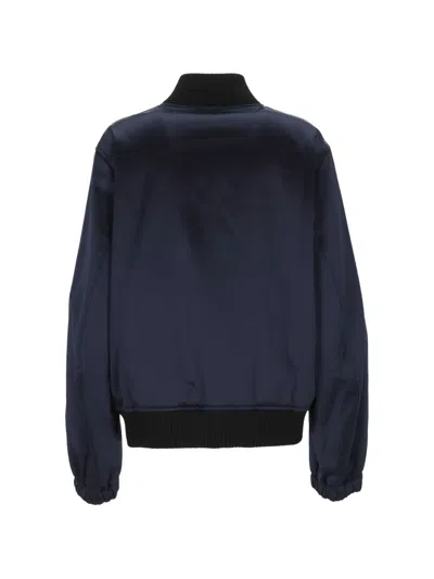 Off-white Acetate Blend Padded Bomber Jacket In Blue