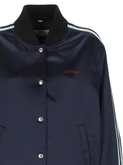 Off-white Acetate Blend Padded Bomber Jacket In Blue