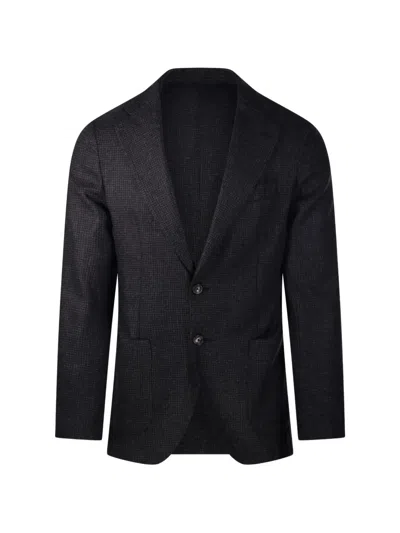 Santaniello Front-pocket Button Blazer In Blue