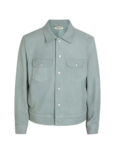 Frame Pocket Leather Jacket In Blue