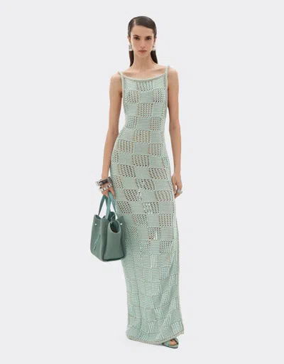 Ferrari 3d Cotton Long Dress In Green
