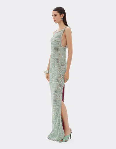 Ferrari 3d Cotton Long Dress In Green
