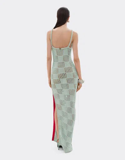 Ferrari 3d Cotton Long Dress In Green