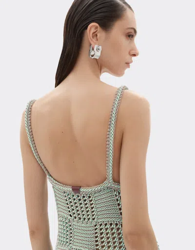 Ferrari 3d Cotton Long Dress In Green