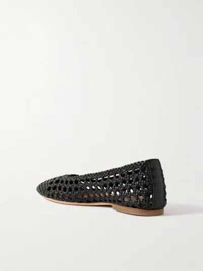 Staud Nell Woven Leather Ballet Flats In Black