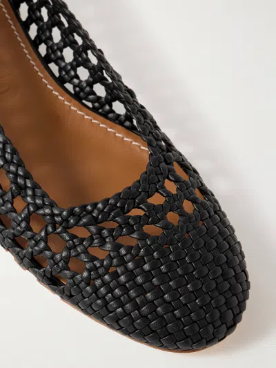 Staud Nell Woven Leather Ballet Flats In Black