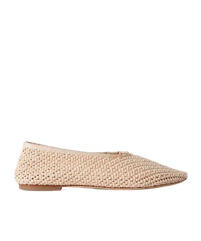 Staud Alba Grosgrain-trimmed Crocheted Ballet Flats In Pink