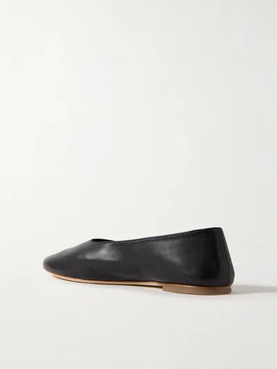 Staud Alba Leather Ballet Flats In Black