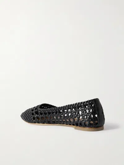Staud Nell Woven Leather Ballet Flats In Black