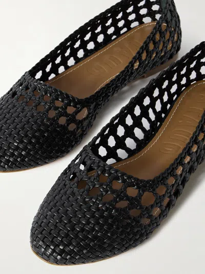 Staud Nell Woven Leather Ballet Flats In Black