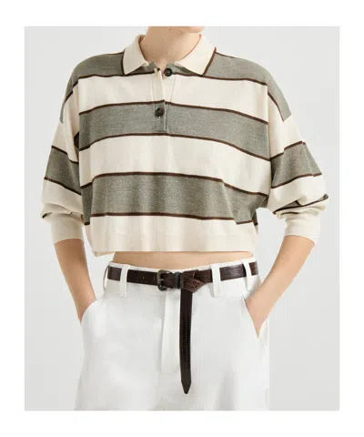 Brunello Cucinelli Striped-pattern Polo In Multi