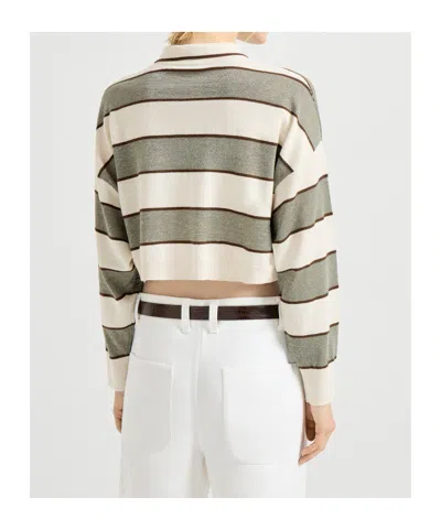Brunello Cucinelli Striped-pattern Polo In Multi