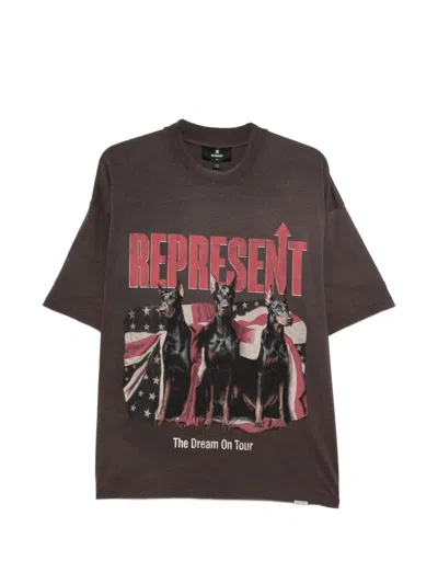 Represent Graphic Crew Neck T-shirt Short Sleeves In Brown