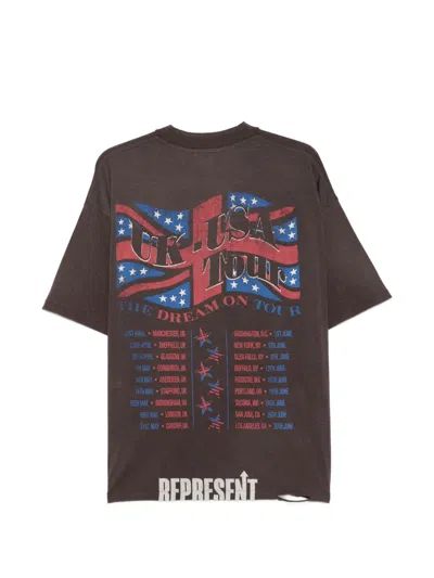 Represent Graphic Crew Neck T-shirt Short Sleeves In Brown