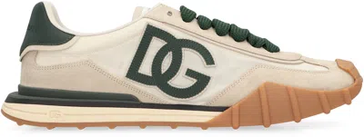 Dolce & Gabbana Dg Athletic Black Low Top Sneakers With Logo Patch On The Tongue And Maxi Logo On The Side In Suede 