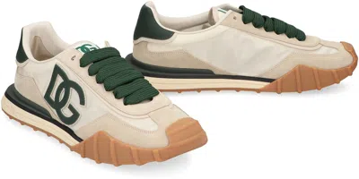 Dolce & Gabbana Dg Athletic Black Low Top Sneakers With Logo Patch On The Tongue And Maxi Logo On The Side In Suede 