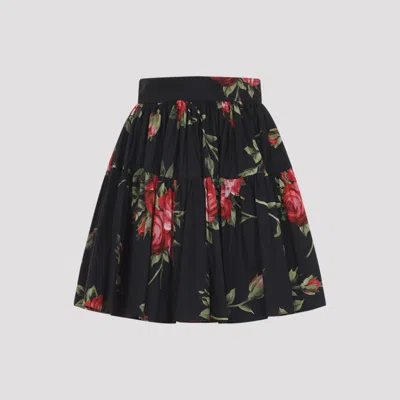 Dolce & Gabbana Black Mini Skirt With Floral Print Dolce E Gabbana