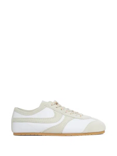 Dries Van Noten White Nappa Leather Sneakers With Suede Details In Multi