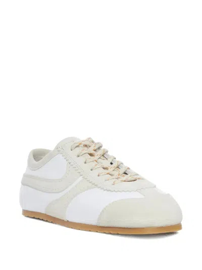Dries Van Noten White Nappa Leather Sneakers With Suede Details In Multi