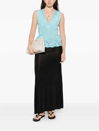 Ermanno Turquoise Silk Top In Multi