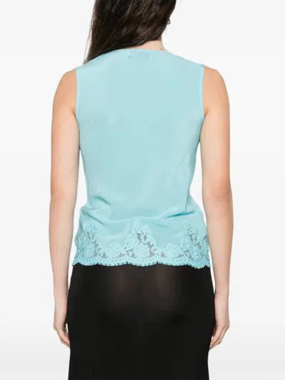 Ermanno Turquoise Silk Top In Multi