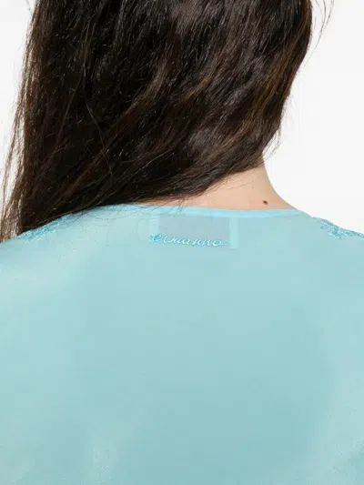 Ermanno Turquoise Silk Top In Multi