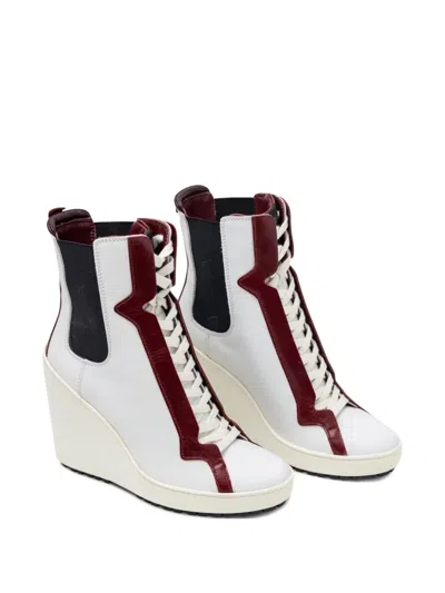 Hogan Lace-up Leather Wedge Boot In Multi