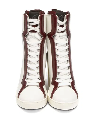 Hogan Lace-up Leather Wedge Boot In Multi