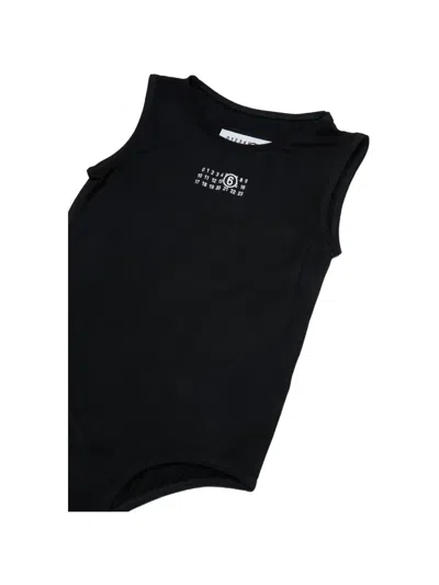 Mm6 Maison Margiela Kids' Stretch Logo Bodysuit In Black
