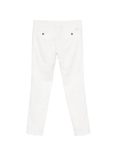 Manuel Ritz Micro-texture Slim-fit Trousers In White